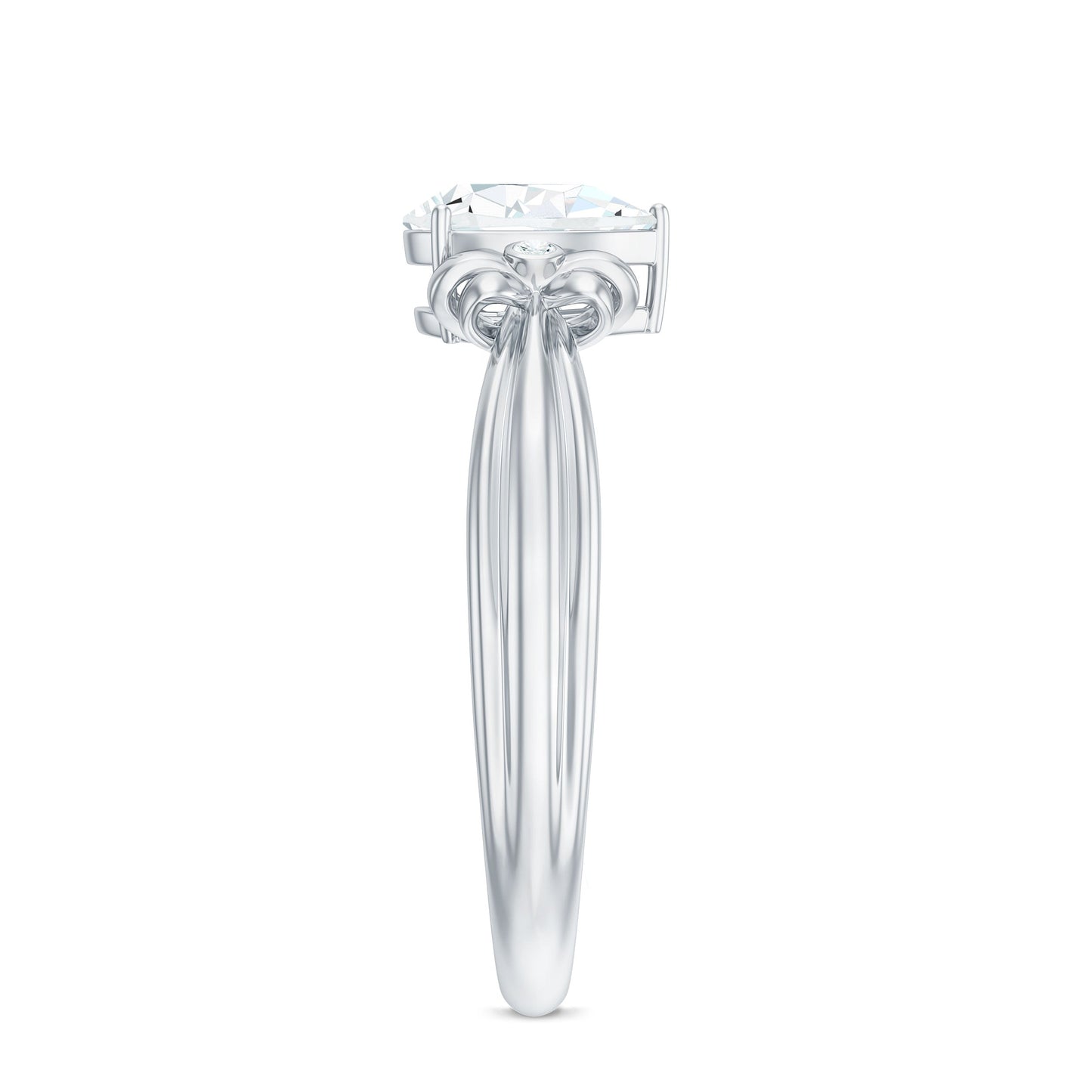 0.7 Carat Pear Shape Moissanite Bow Engagement Ring