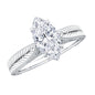 1 Carat Moissanite Marquise Engagement Ring with Leaf Engraved Shank