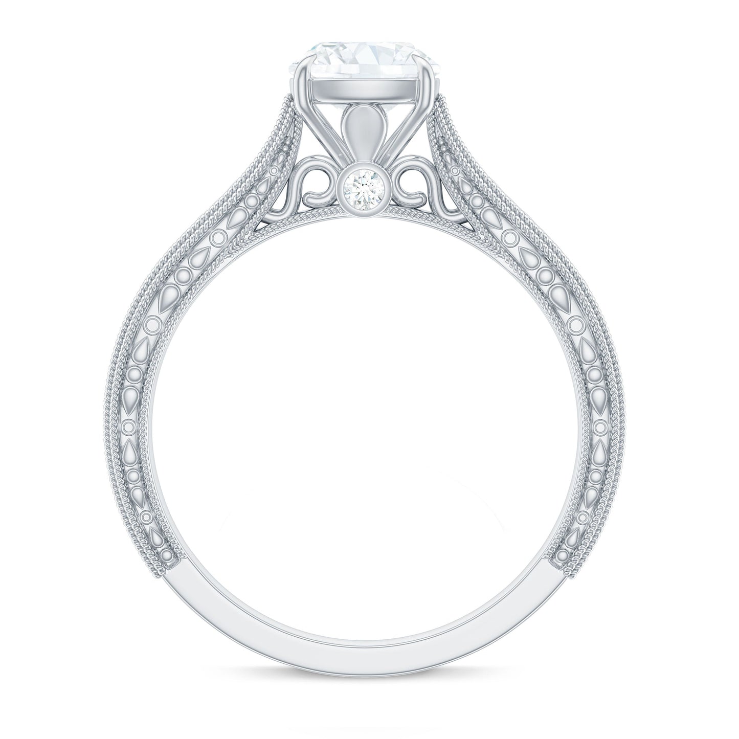 1.7 Carat Cushion Cut Moissanite Solitaire Vintage Inspired Engagement Ring