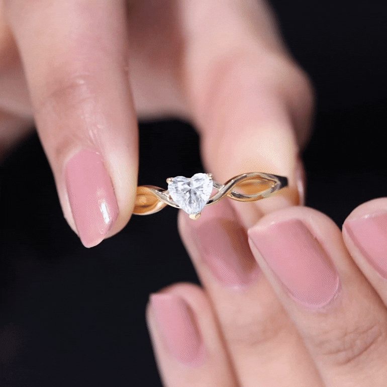 Heart Shape Moissanite Promise Ring with Crossover Band