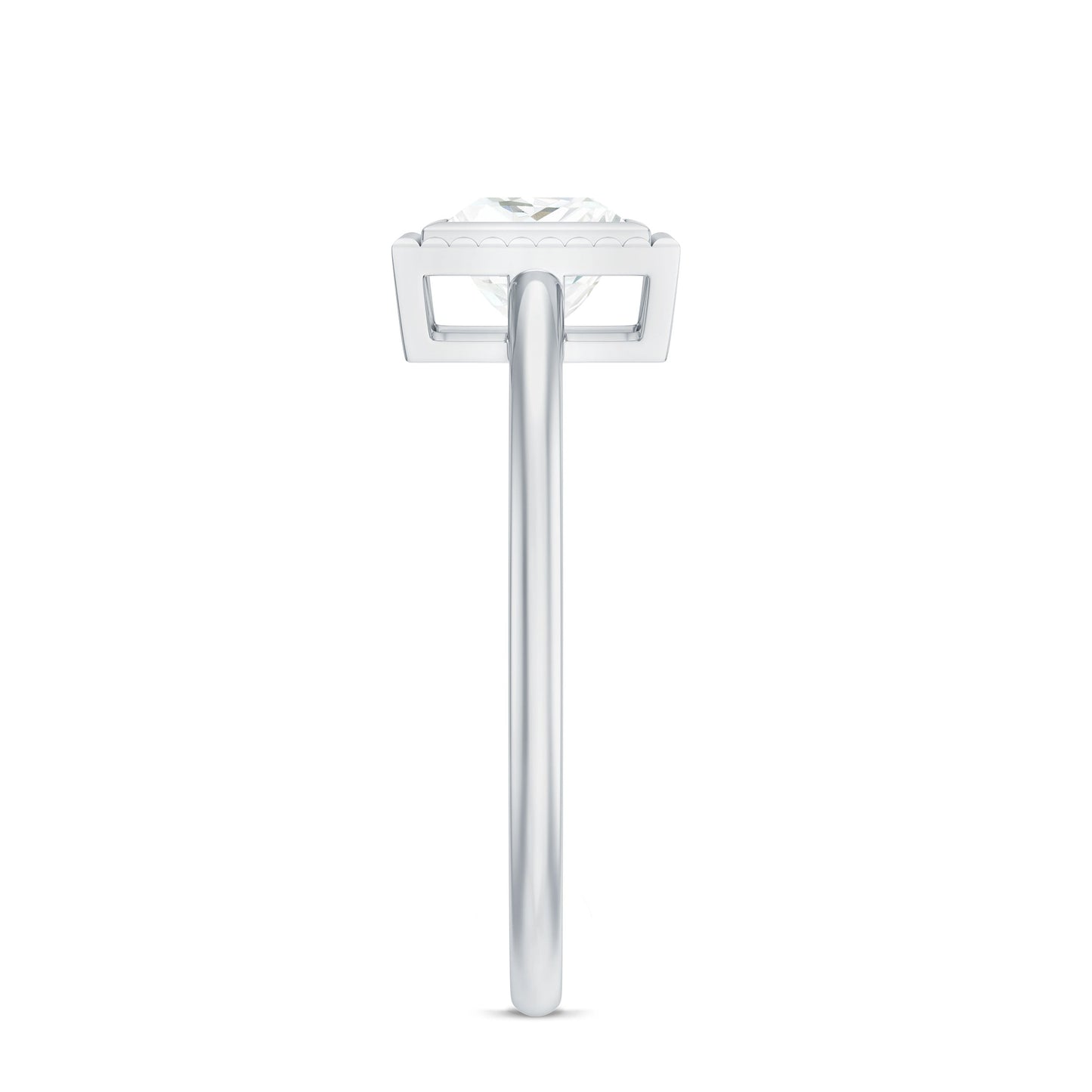 0.7 Carat Princess Cut Moissanite Solitaire Ring in Bezel Setting