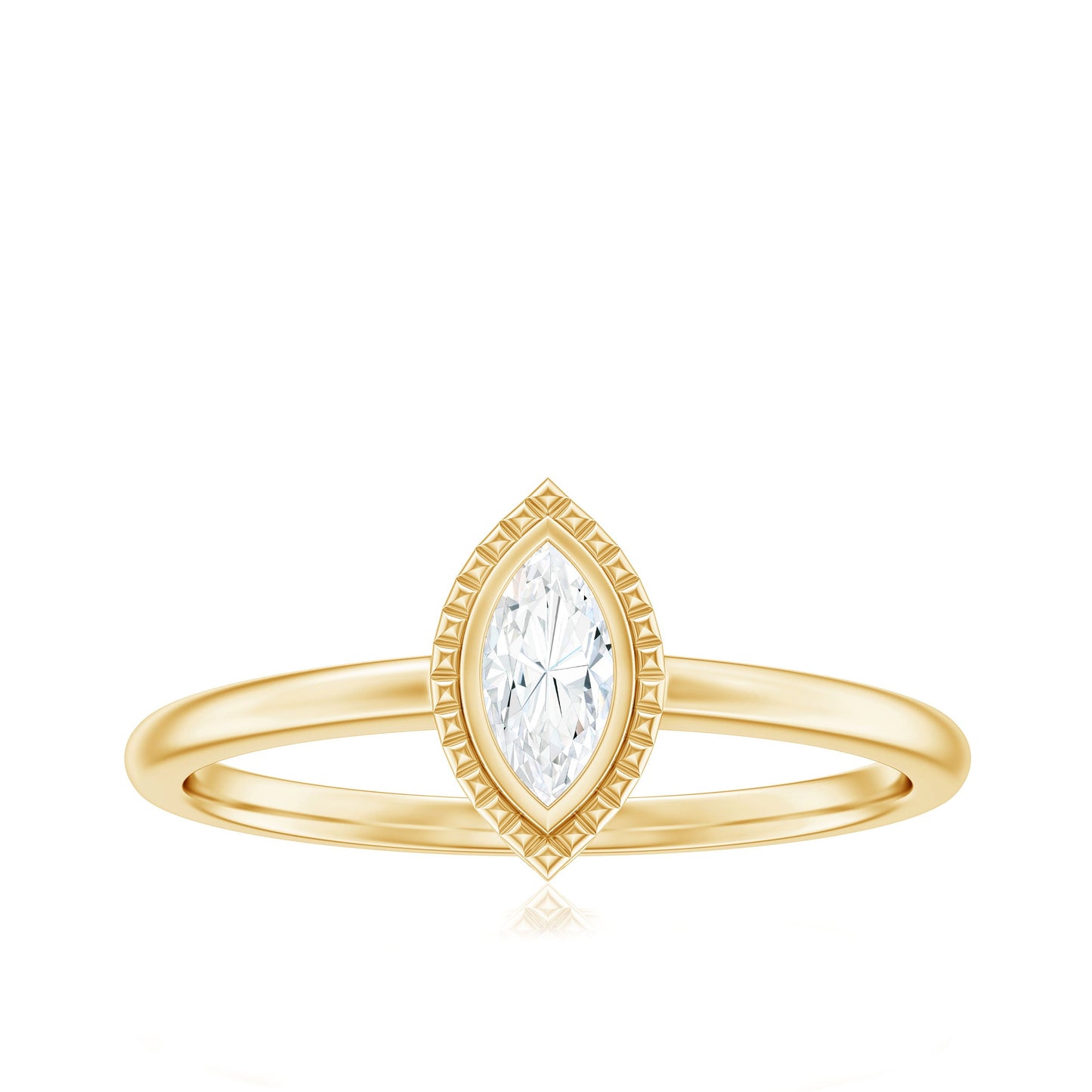 Marquise Cut Moissanite Solitaire Ring in Bezel Setting