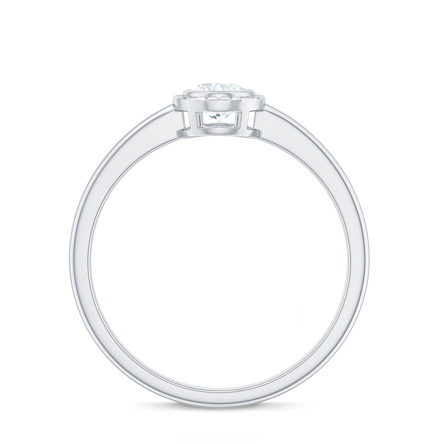 0.4 Carat Oval Cut Moissanite Solitaire Ring in Bezel Setting