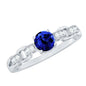 Certified 0.6 Carat Lab Grown Blue Sapphire Promise Ring with Diamond for Women