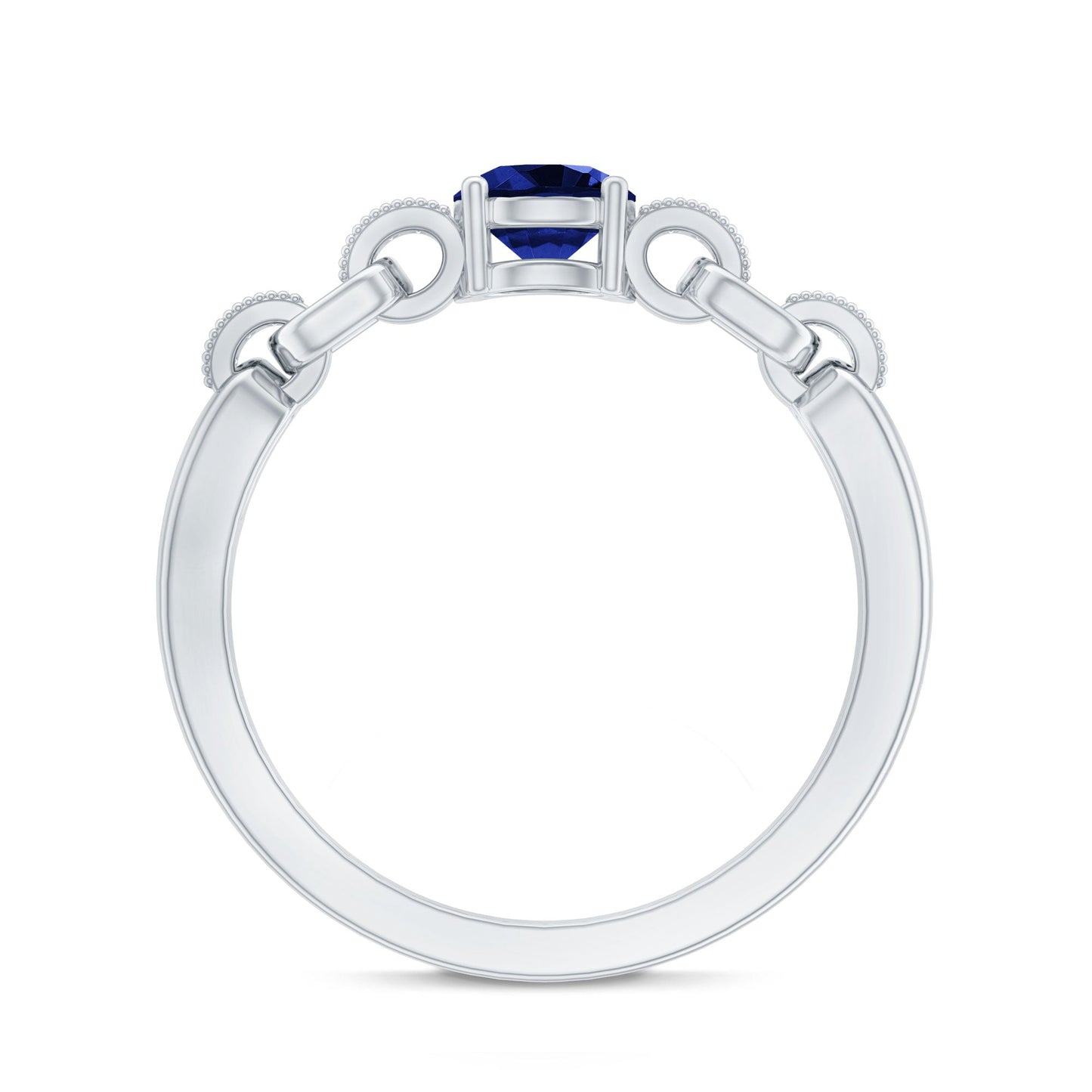Certified 0.6 Carat Lab Grown Blue Sapphire Promise Ring with Diamond for Women