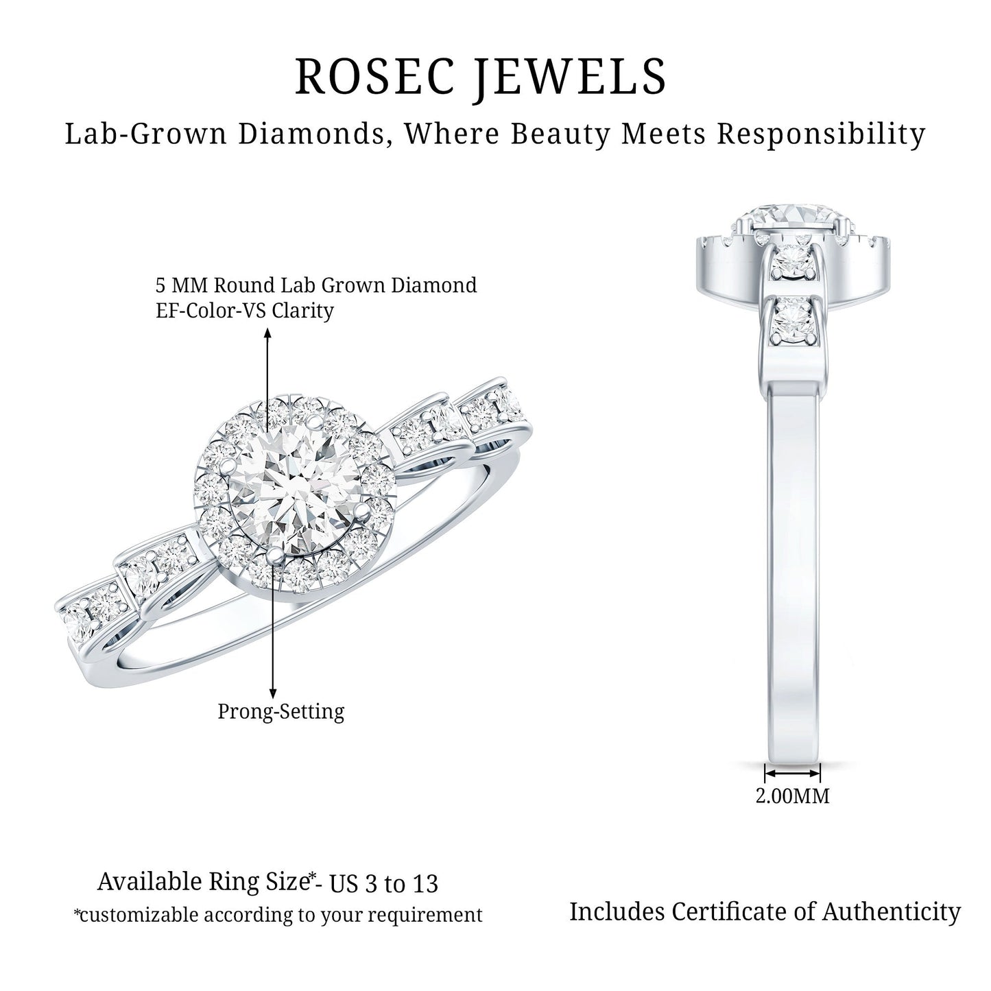 Lab Grown Diamond Minimal Engagement Ring For Her