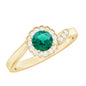 Nature Inspired Lab Grown Emerald Promise Ring with Diamond Halo