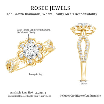 Nature Inspired Lab Grown Diamond Engagement Ring