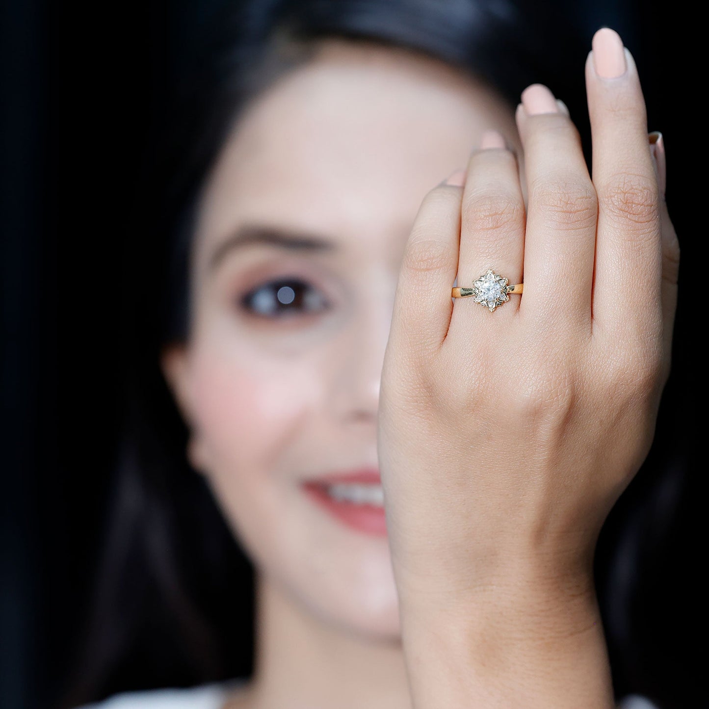 Certified Lab Grown Diamond Floral Engagement Ring for Women