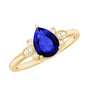 Certified Lab Grown Blue Sapphire Teardrop Engagement Ring with Diamonds