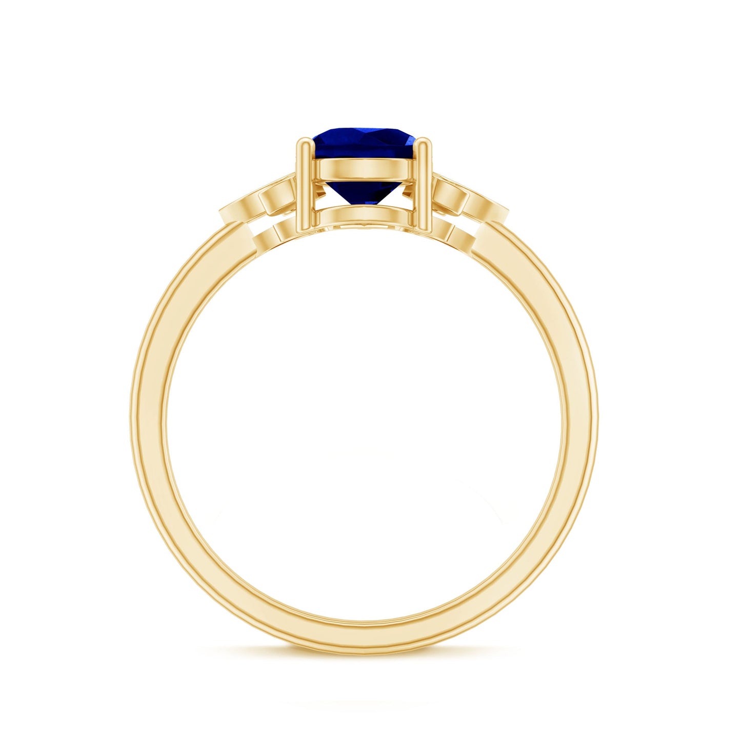 Certified Lab Grown Blue Sapphire Teardrop Engagement Ring with Diamonds