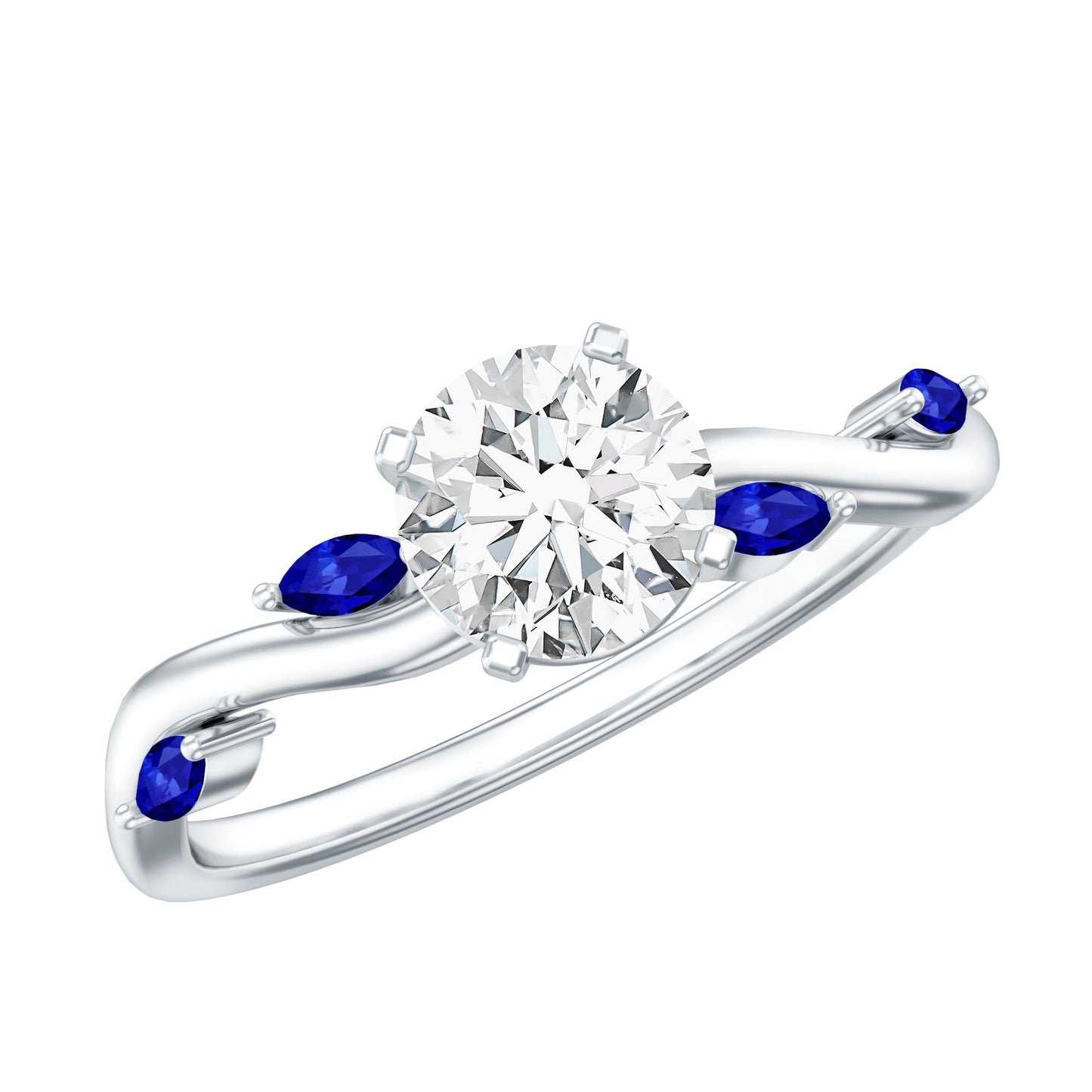 Certified Lab Grown Diamond Engagement Ring with Sapphire