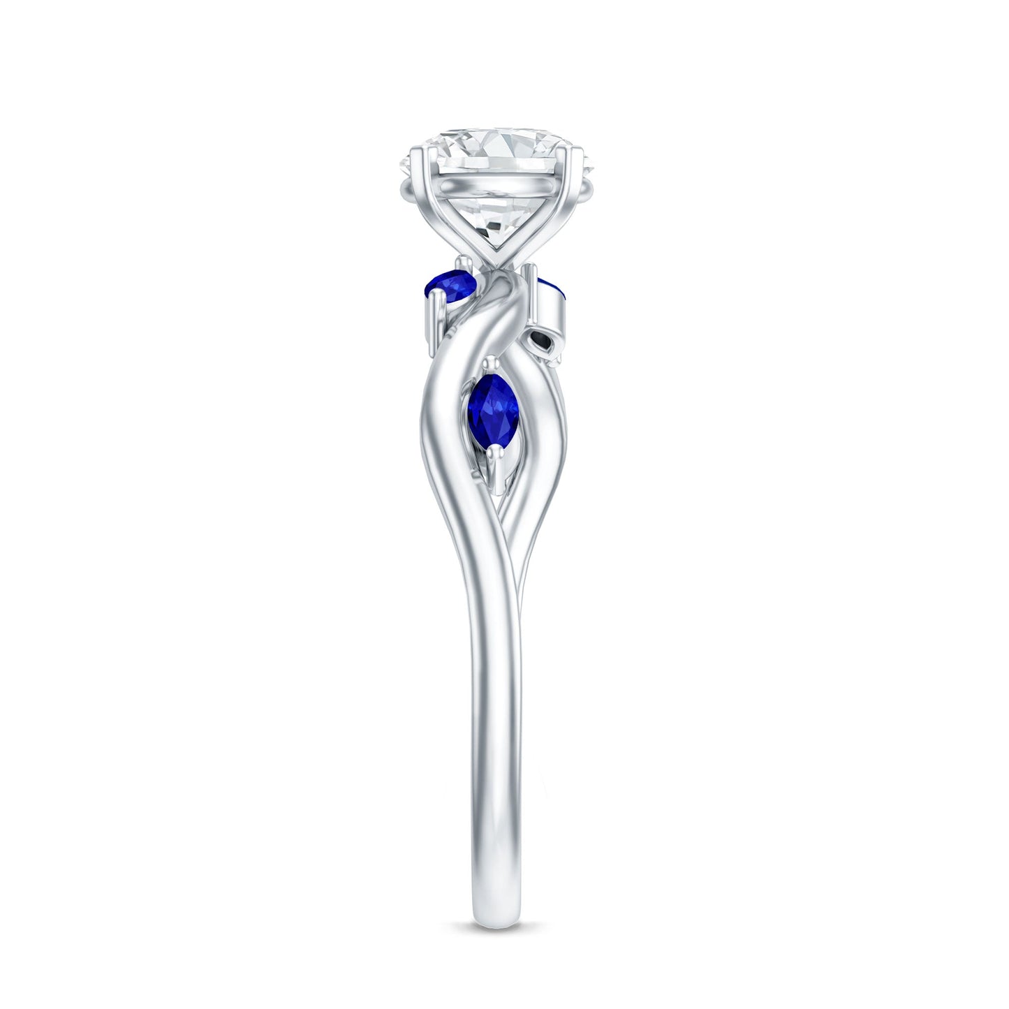 Certified Lab Grown Diamond Engagement Ring with Sapphire