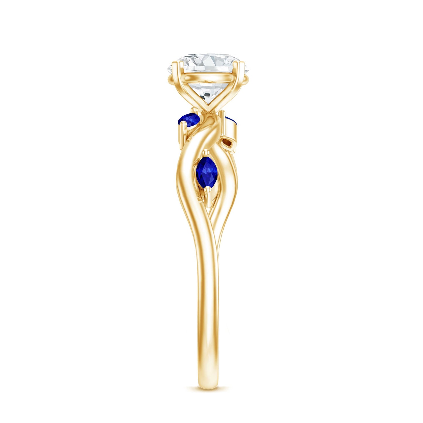 Certified Lab Grown Diamond Engagement Ring with Sapphire