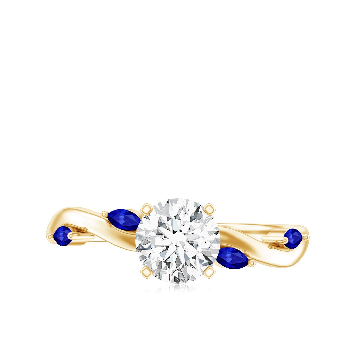 Certified Lab Grown Diamond Engagement Ring with Sapphire
