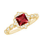 Certified Lab Created Ruby Square Cut Engagement Ring with Diamonds