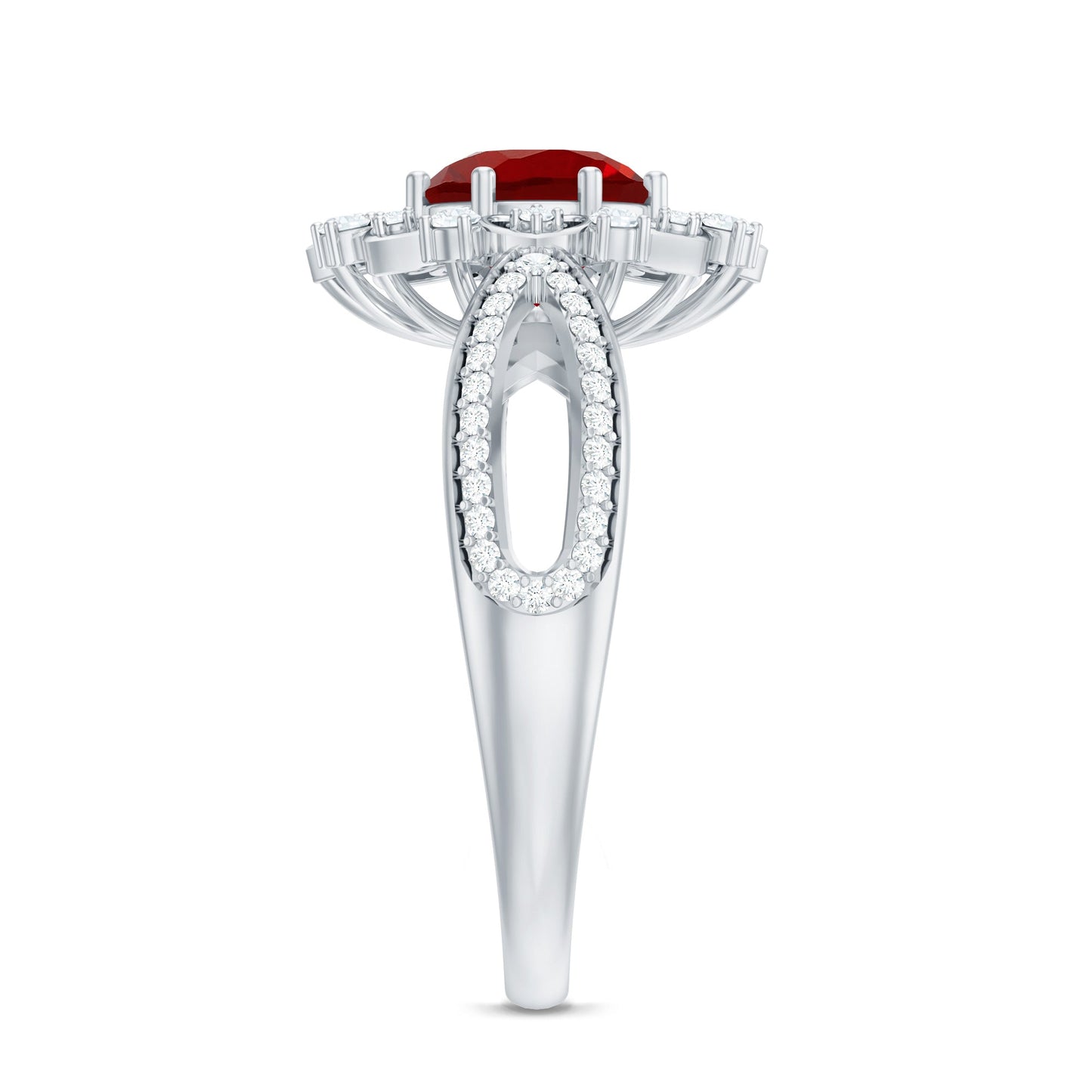 Lab Grown Ruby and Diamond Antique Looking Engagement Ring For Women