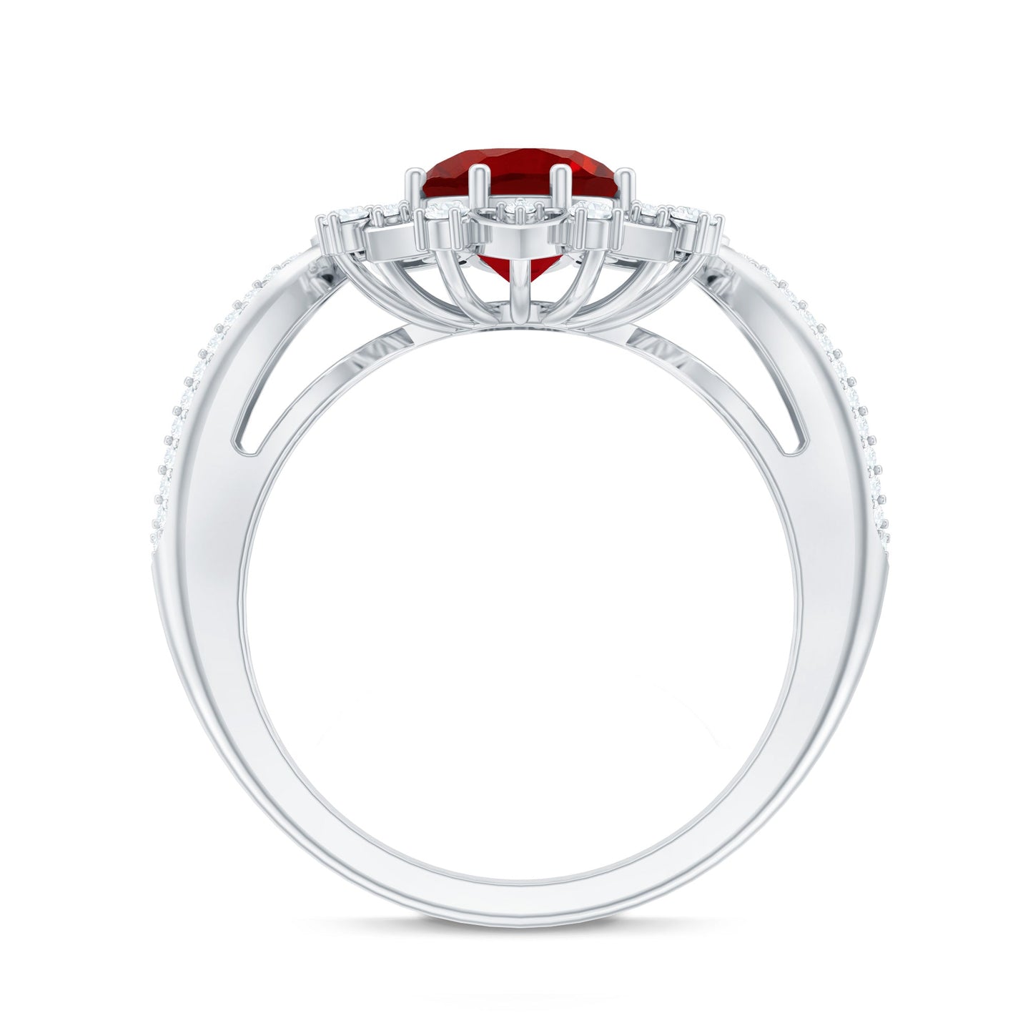 Lab Grown Ruby and Diamond Antique Looking Engagement Ring For Women