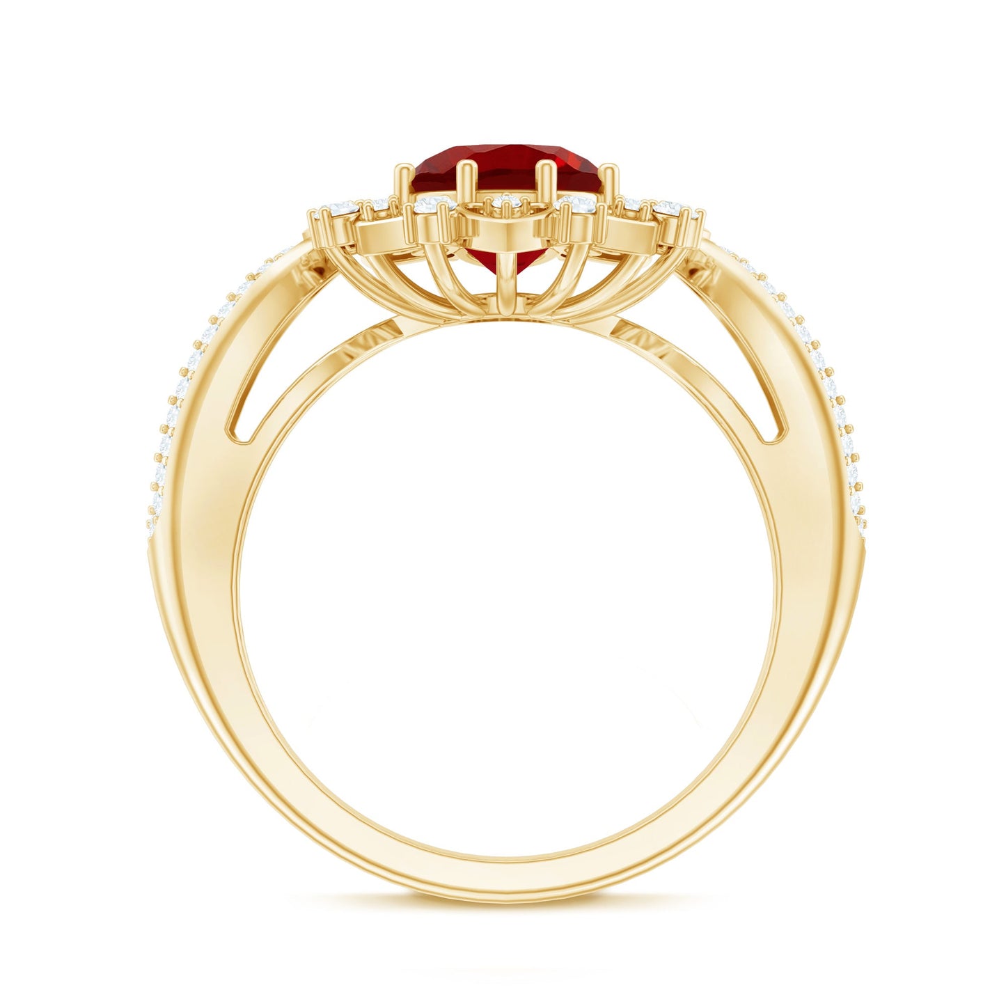 Lab Grown Ruby and Diamond Antique Looking Engagement Ring For Women