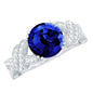 Designer 2.7 Carat Lab Grown Blue Sapphire Statement Engagement Ring with Diamond