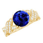 Designer 2.7 Carat Lab Grown Blue Sapphire Statement Engagement Ring with Diamond