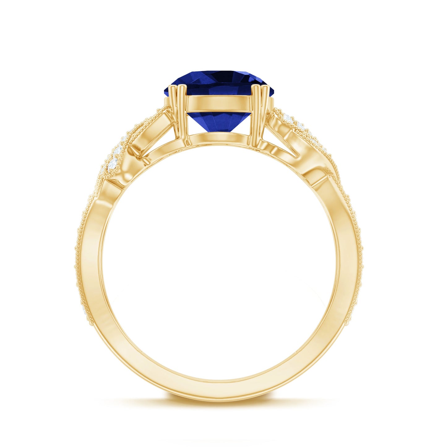 Designer 2.7 Carat Lab Grown Blue Sapphire Statement Engagement Ring with Diamond