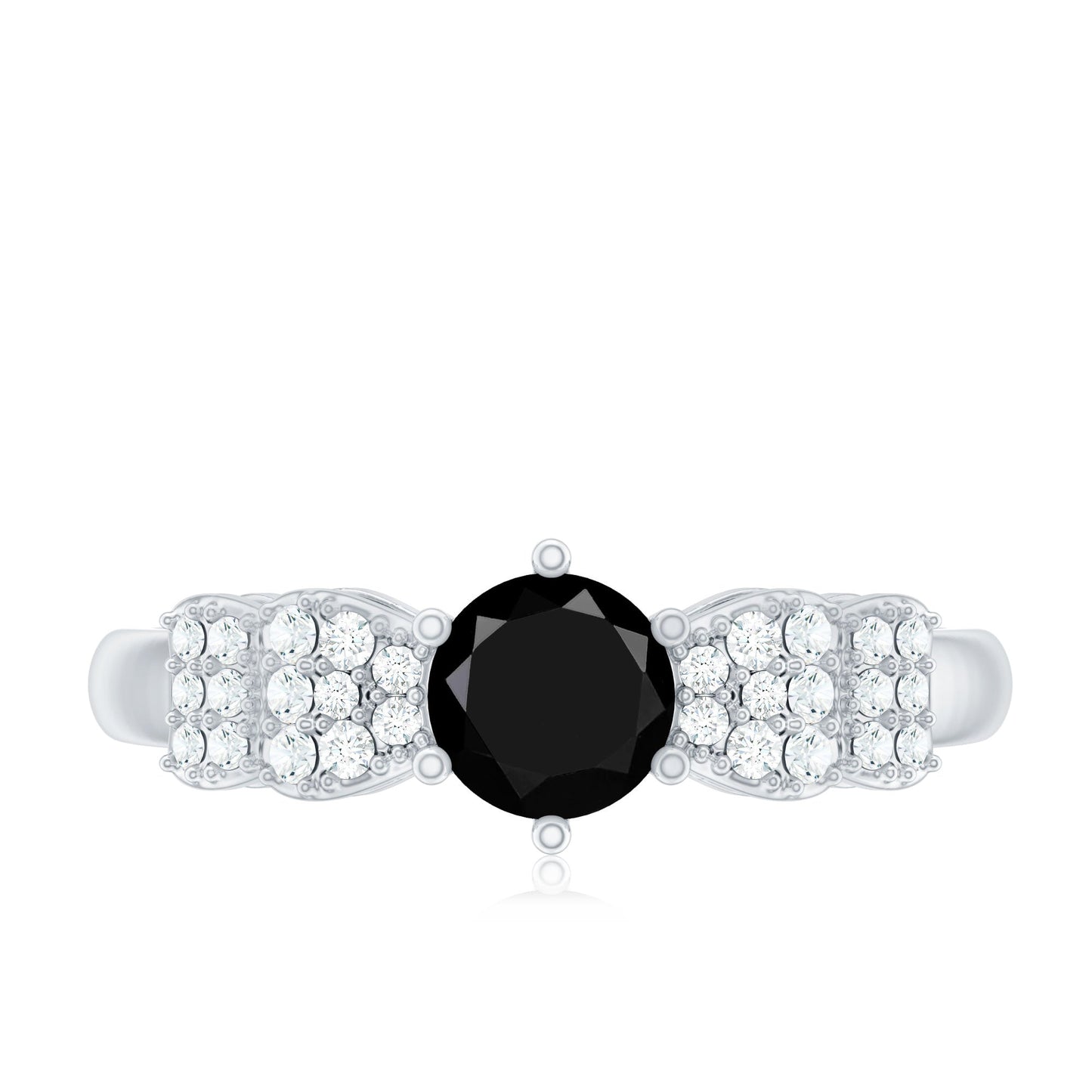 Certified 0.84 Carat Lab Grown Black Diamond Solitaire Engagement Ring with White Diamond