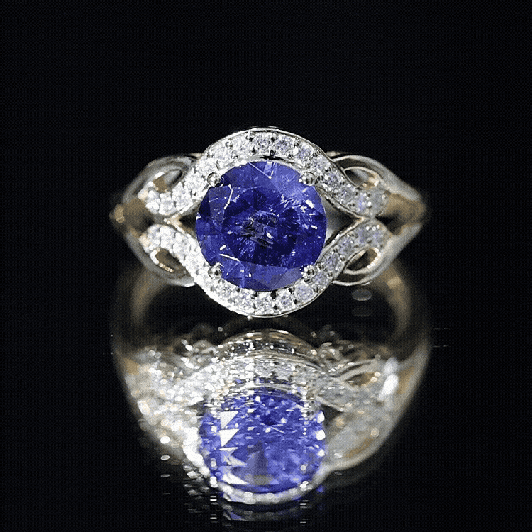 Certified Lab Grown Blue Sapphire Antique engagement ring with Diamond