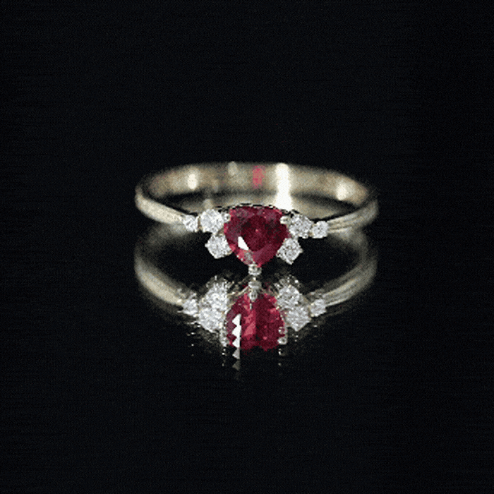 Lab Grown Ruby Heart Promise Ring with Diamond Accent