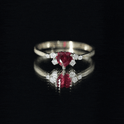 Lab Grown Ruby Heart Promise Ring with Diamond Accent