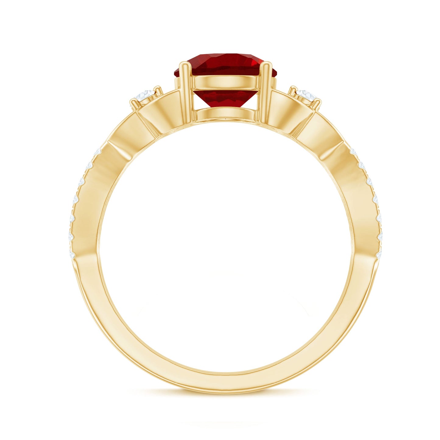 Certified Lab Created Ruby Solitaire Engagement Ring with Diamonds
