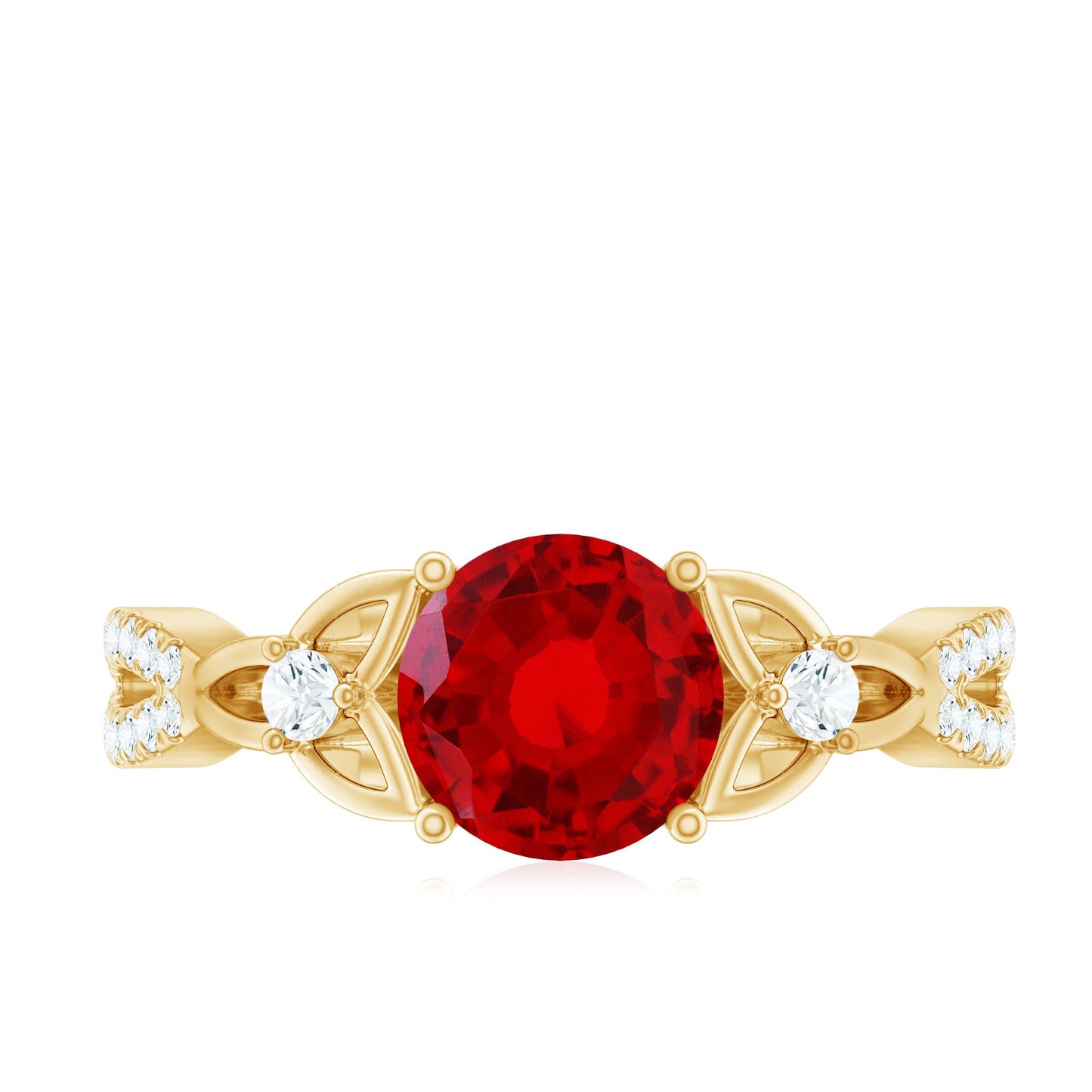 Certified Lab Created Ruby Solitaire Engagement Ring with Diamonds