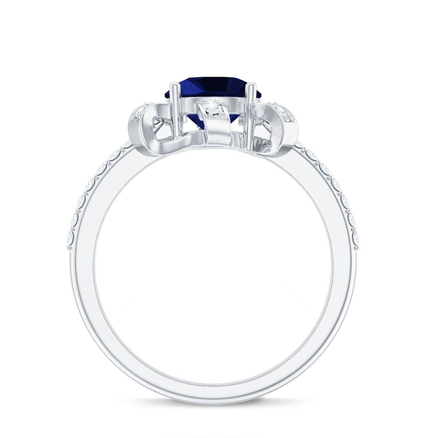 Nature Inspired 2.7 Carat Lab Grown Blue Sapphire Diamond Engagement  Ring