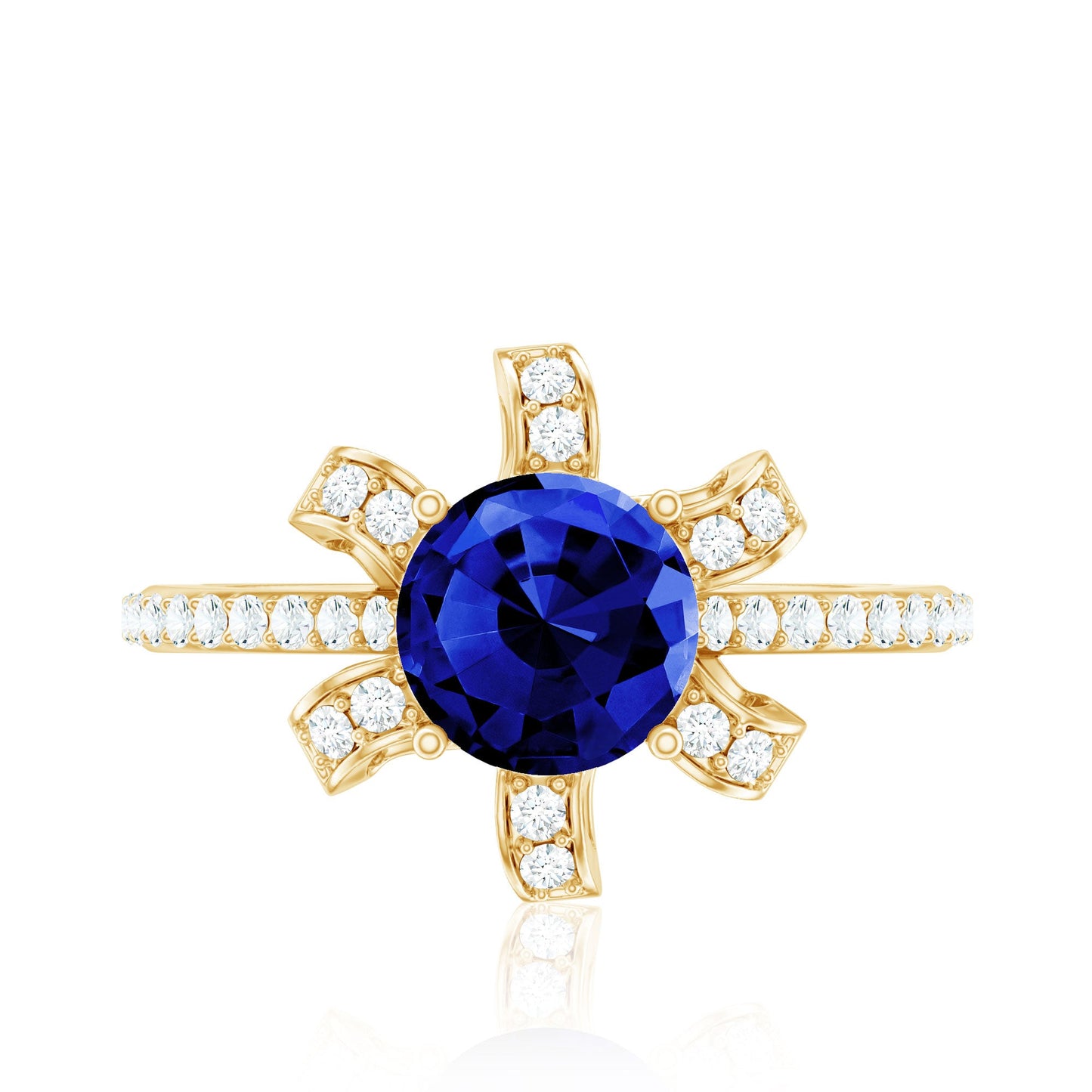 Nature Inspired 2.7 Carat Lab Grown Blue Sapphire Diamond Engagement  Ring