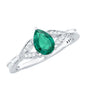 Pear Shape Lab Grown Emerald Teardrop Engagement Ring With Diamond