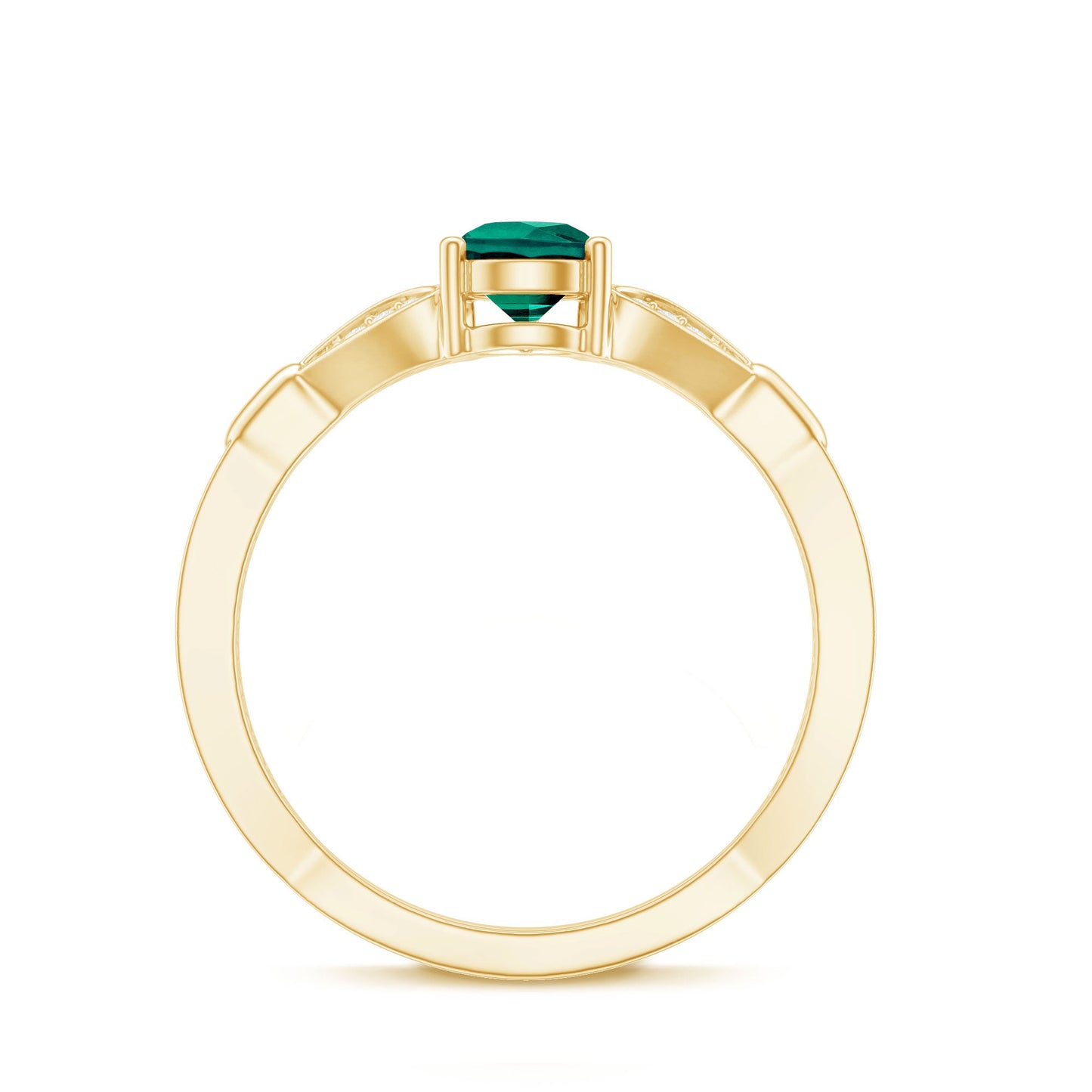 Pear Shape Lab Grown Emerald Teardrop Engagement Ring With Diamond