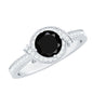 1.3 Carat Lab Grown Black Diamond Engagement Ring with White Diamond Halo