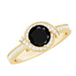 1.3 Carat Lab Grown Black Diamond Engagement Ring with White Diamond Halo