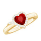 0.9 Carat Lab Grown Ruby Heart Engagement Ring with Diamond Halo