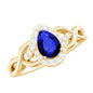 Certified 1.6 Carat Lab Grown Blue Sapphire Diamond Teardrop Engagement Ring with Crossover Shank