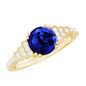Vintage Style 2.7 Carat Lab Grown Blue Sapphire Engagement Ring with Diamond Side Stone