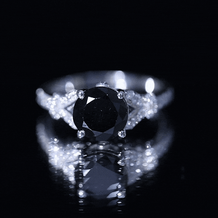 Lab Grown Black Diamond Solitaire Engagement Ring