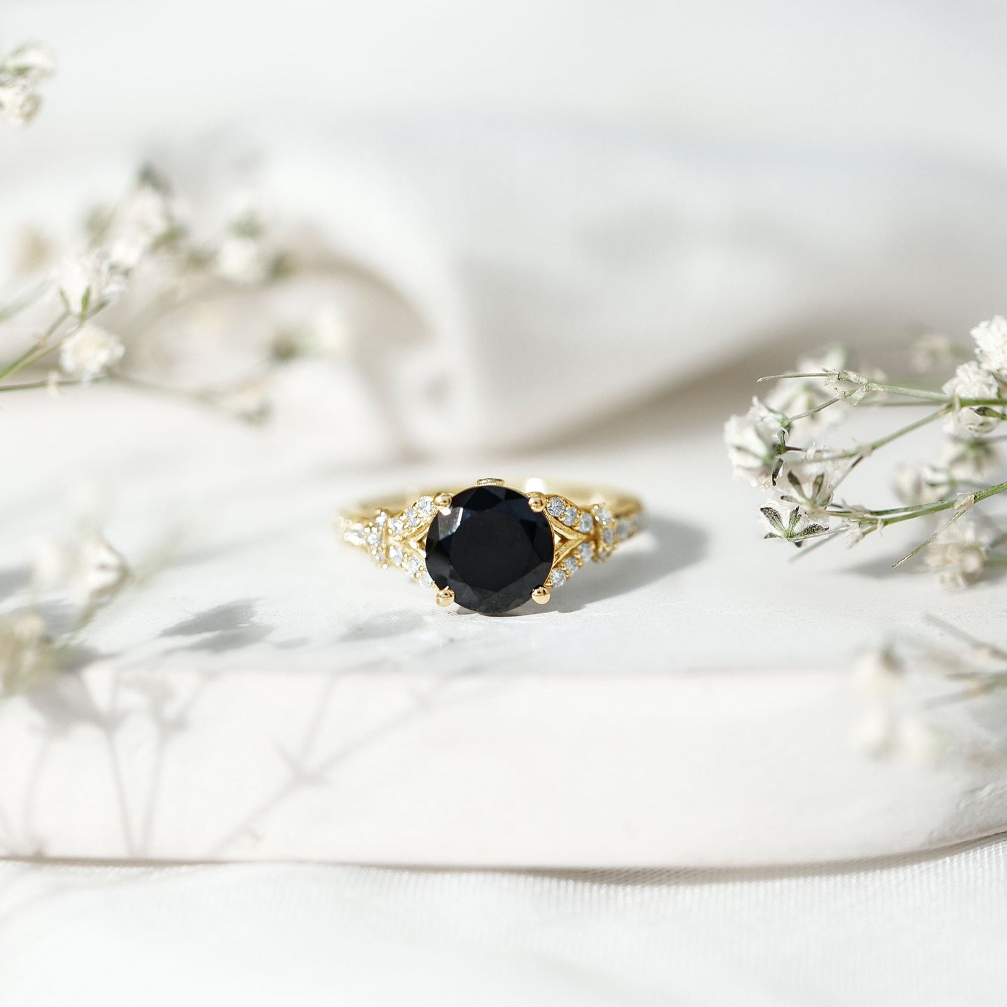 Lab Grown Black Diamond Solitaire Engagement Ring