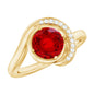 Certified 1.3 Carat Lab Created Ruby Engagement Ring with Diamond Half Halo
