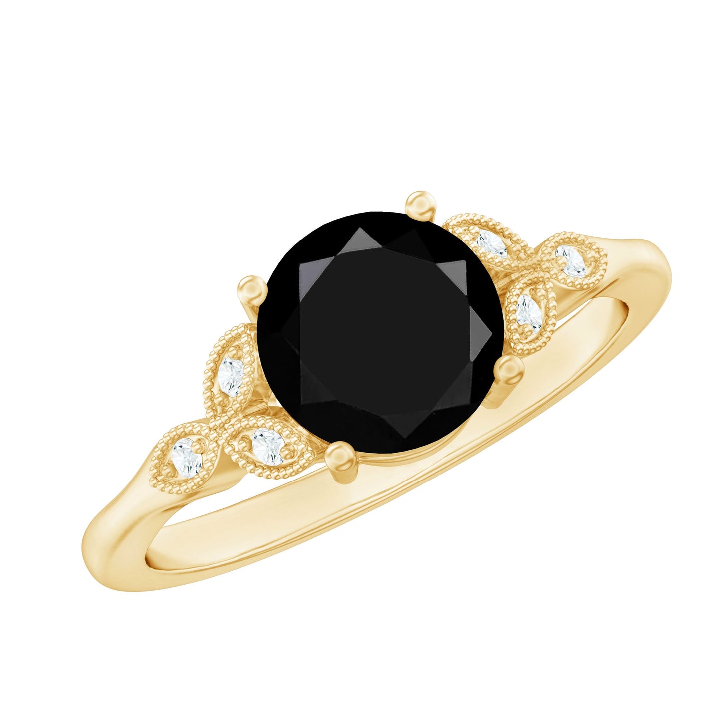 Certified 2 Carat Lab Grown Black Diamond Solitaire Engagement Ring with White Diamond