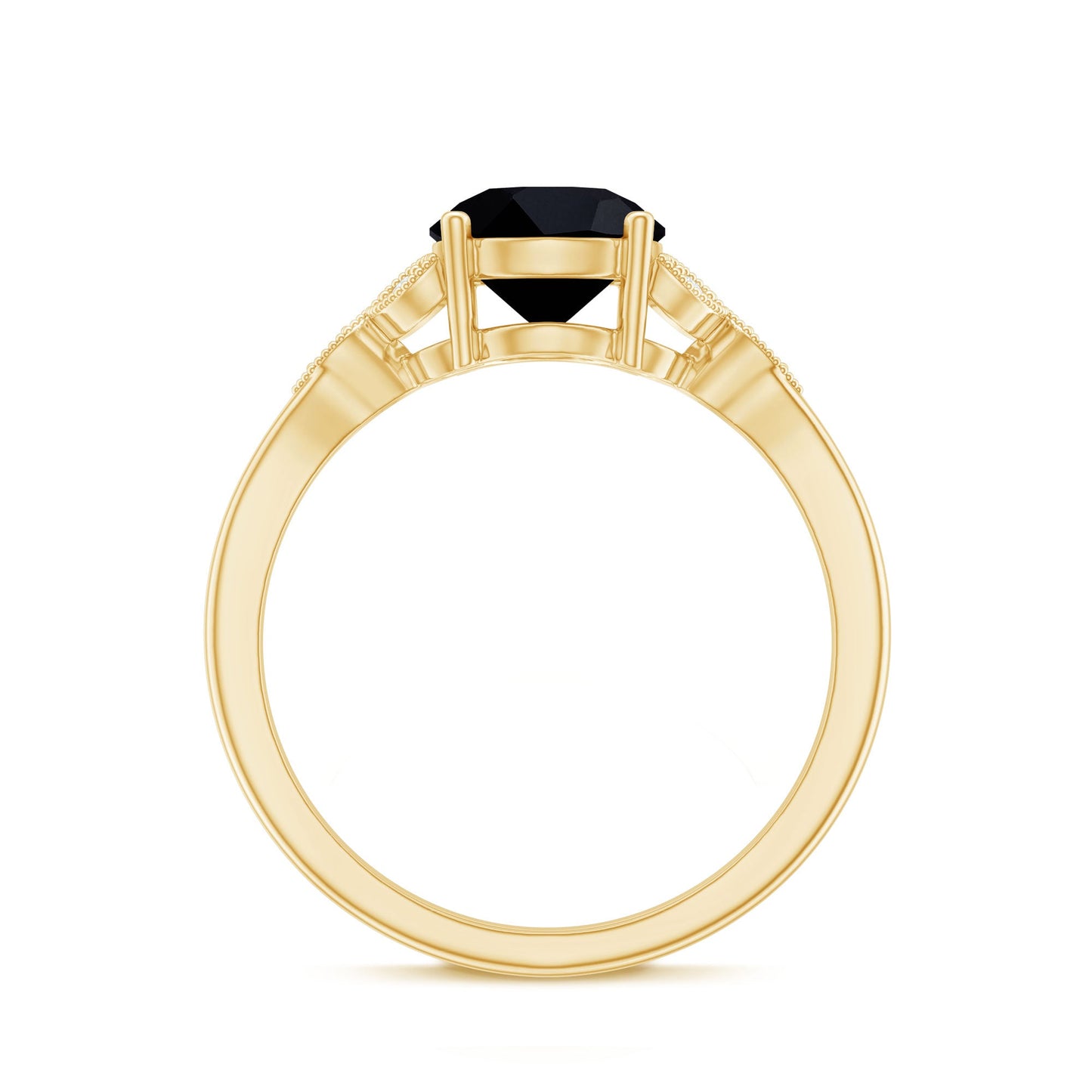 Certified 2 Carat Lab Grown Black Diamond Solitaire Engagement Ring with White Diamond