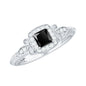 Vintage Looking 1 Carat Lab Grown Black and White Diamond Engagement Ring