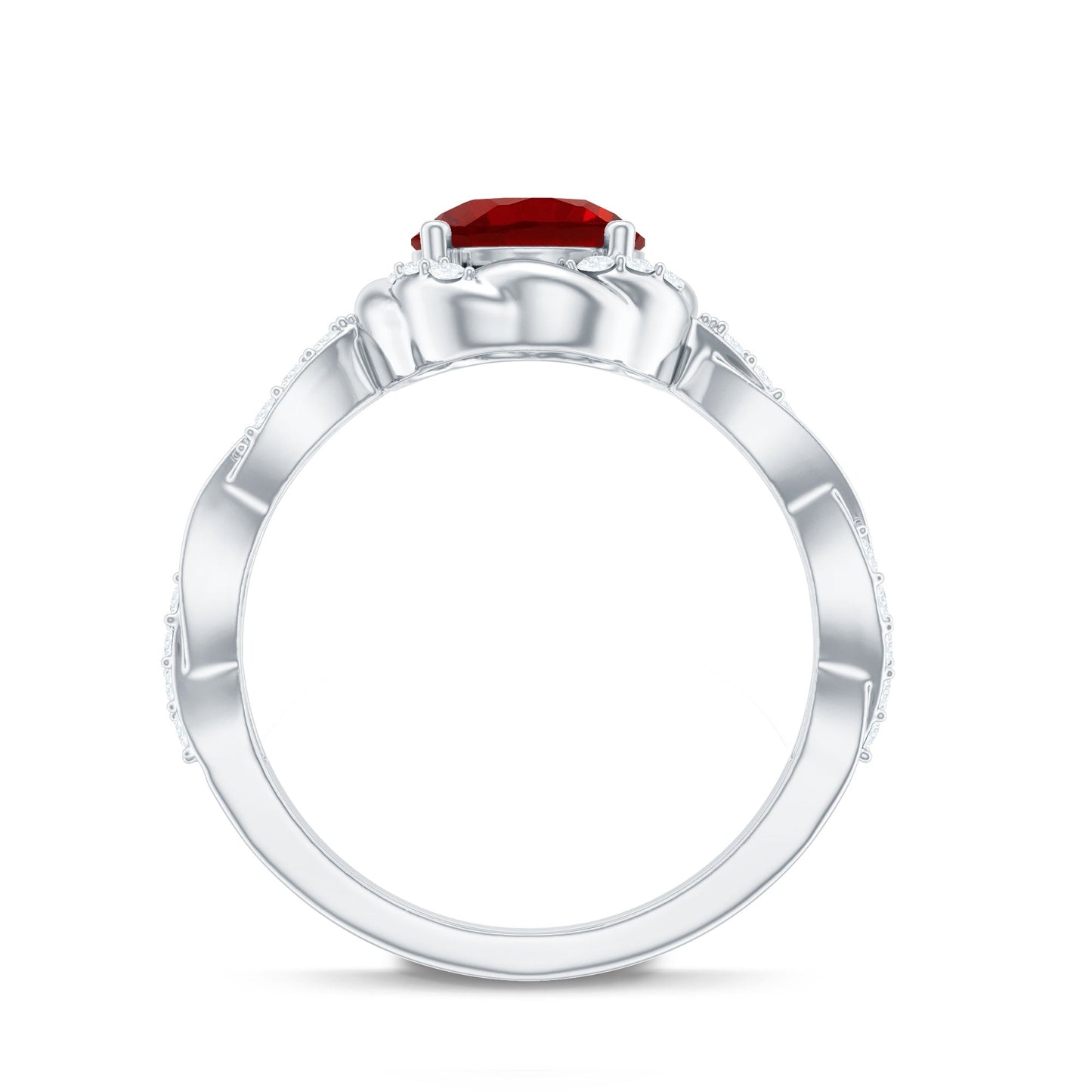 Lab Grown Ruby and Diamond Engagement Ring with Twisted Rope Design