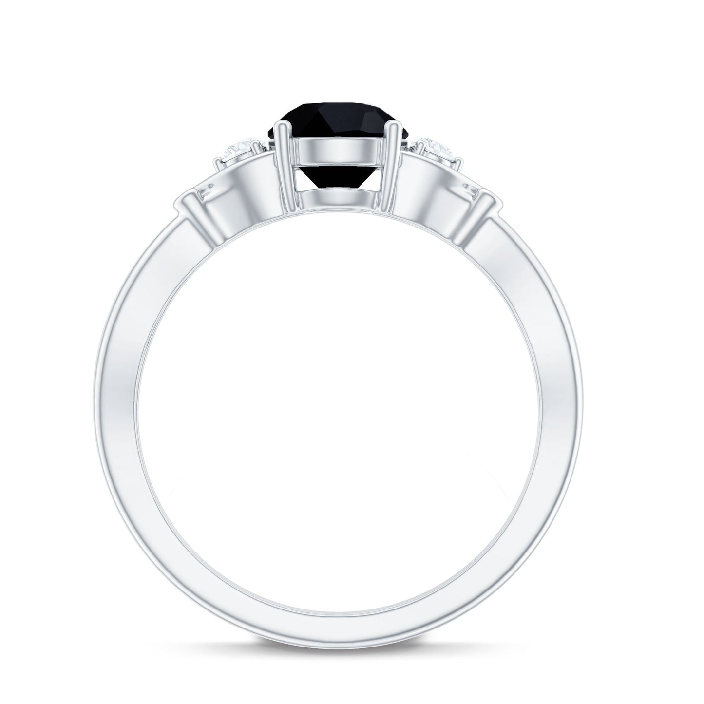 Certified 1.3 Carat Lab Grown Black Diamond Engagement Ring with White Diamond