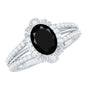 Vintage Style 1.9 Carat Lab Grown Black Diamond Oval Engagement Ring with Diamond Halo